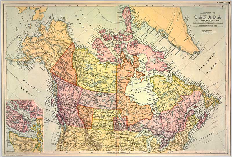 Vintage map of Canada