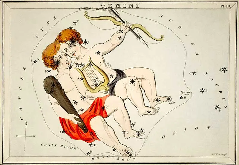 Gemini constellation and Zodiac sign