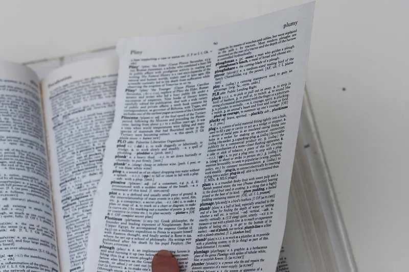tearing out dictionary page