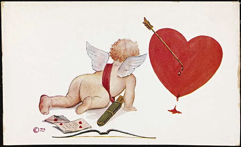 Cupid with heart vintage happy Valentine's day images