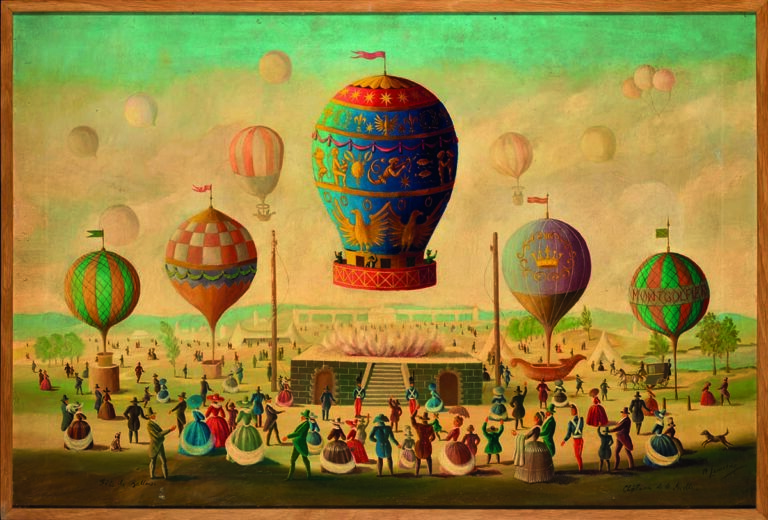 Painting of hot air balloon festival