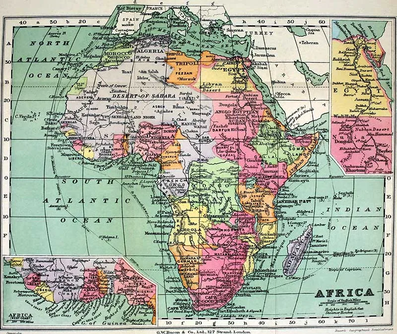 1913 vintage map of Africa