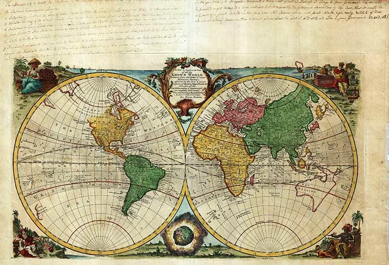 Bowens double hemisphere maps of the world.