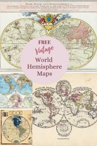 Wonderful Old Hemisphere Maps Of The World To Print - Picture Box Blue