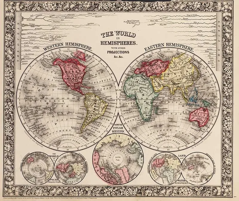 The World in Hemispheres. With Other Projections 