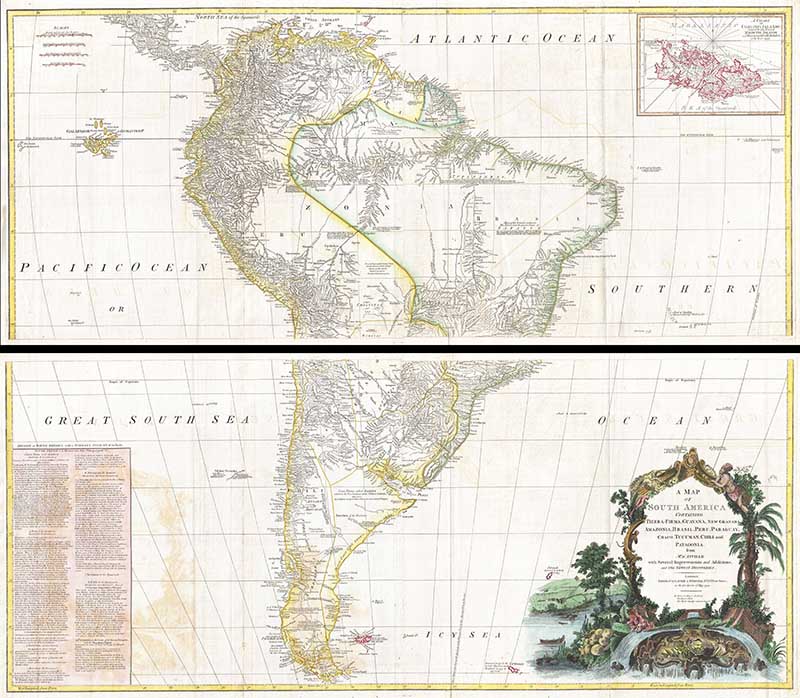 wall map of South America