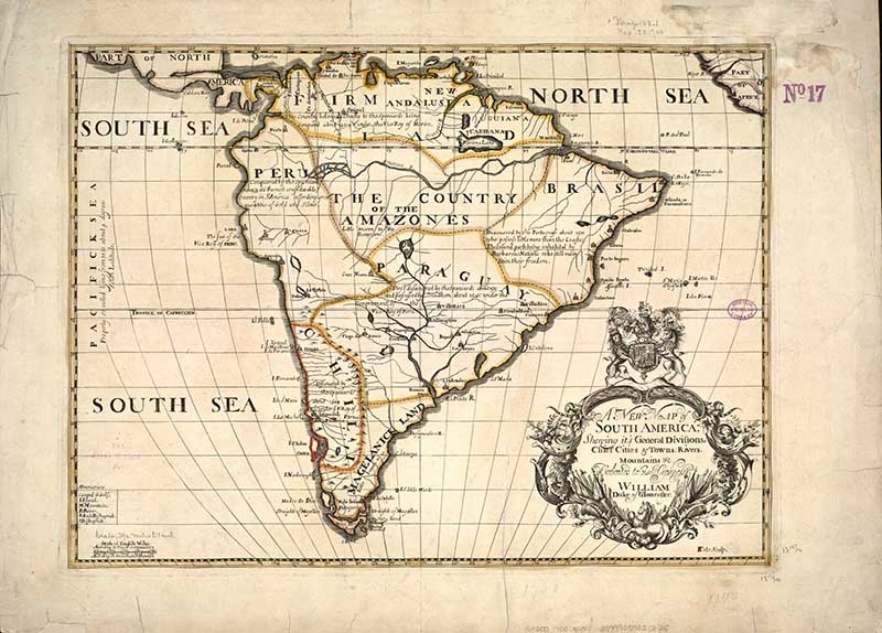1700 New Map of South America