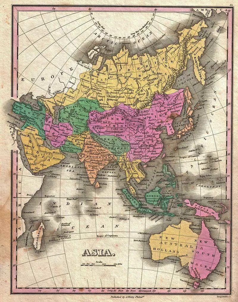 1827 Finleys antigue map of the Asian Coninent