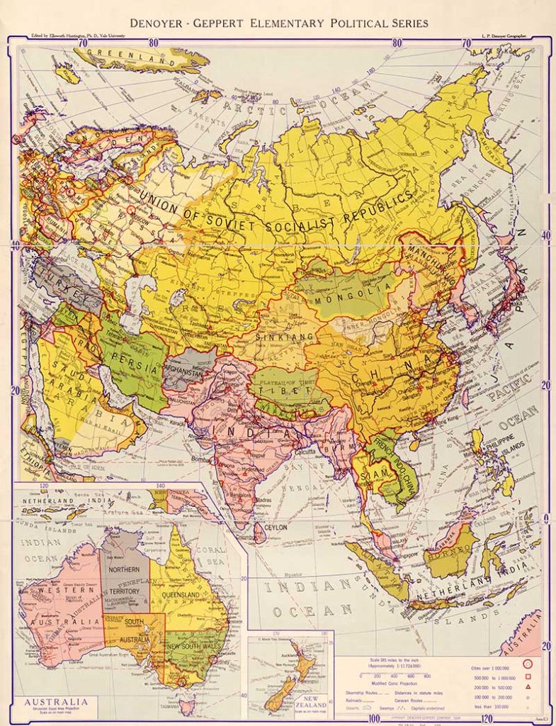 1934 Political map of Asian continent