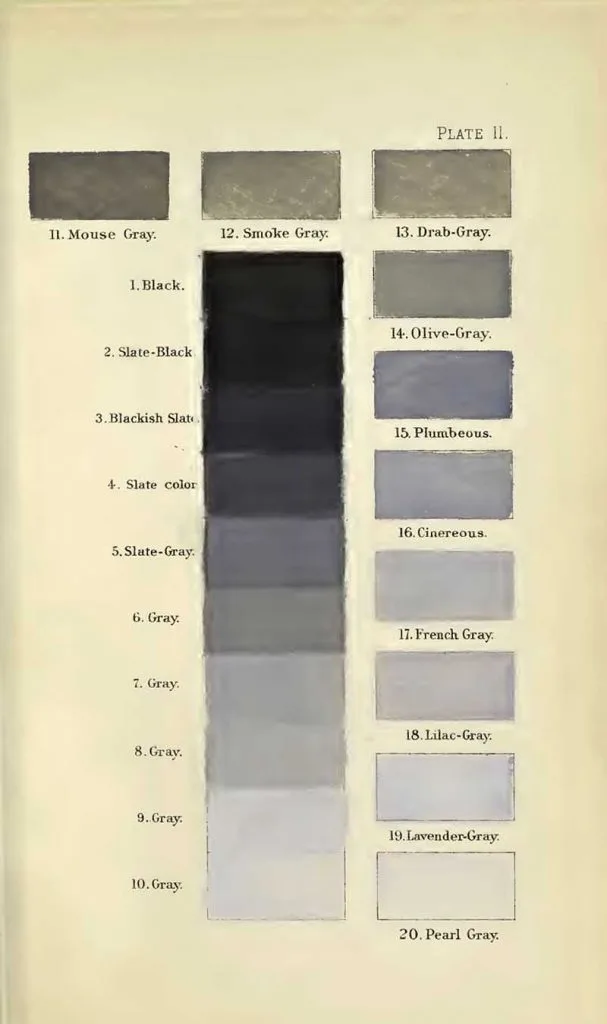 Vintage color chart grey