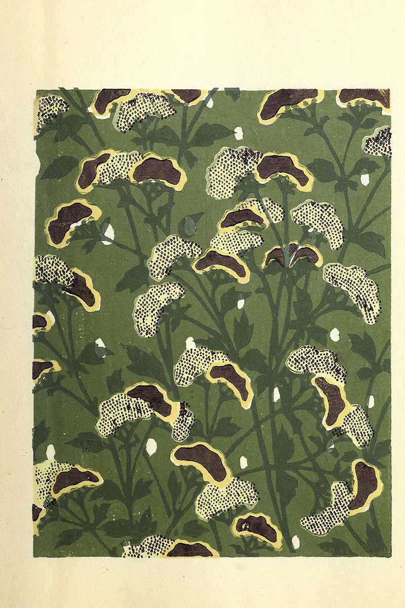 botanical pattern Japanese woodcut design