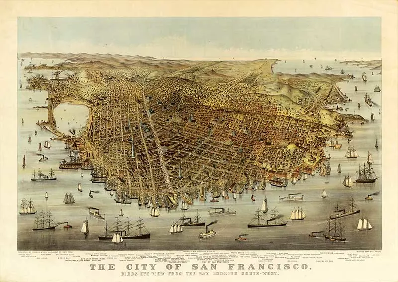 1878 Birds eye view maps of San Francisco Bay Are