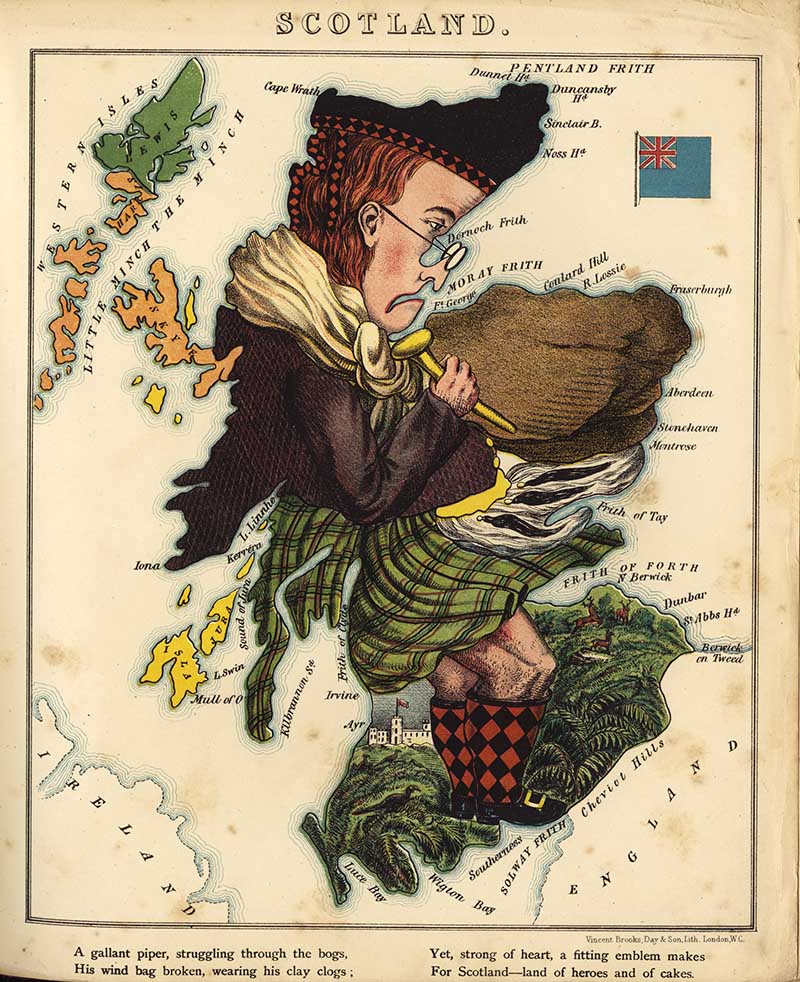 cartoon map of a Scotsman