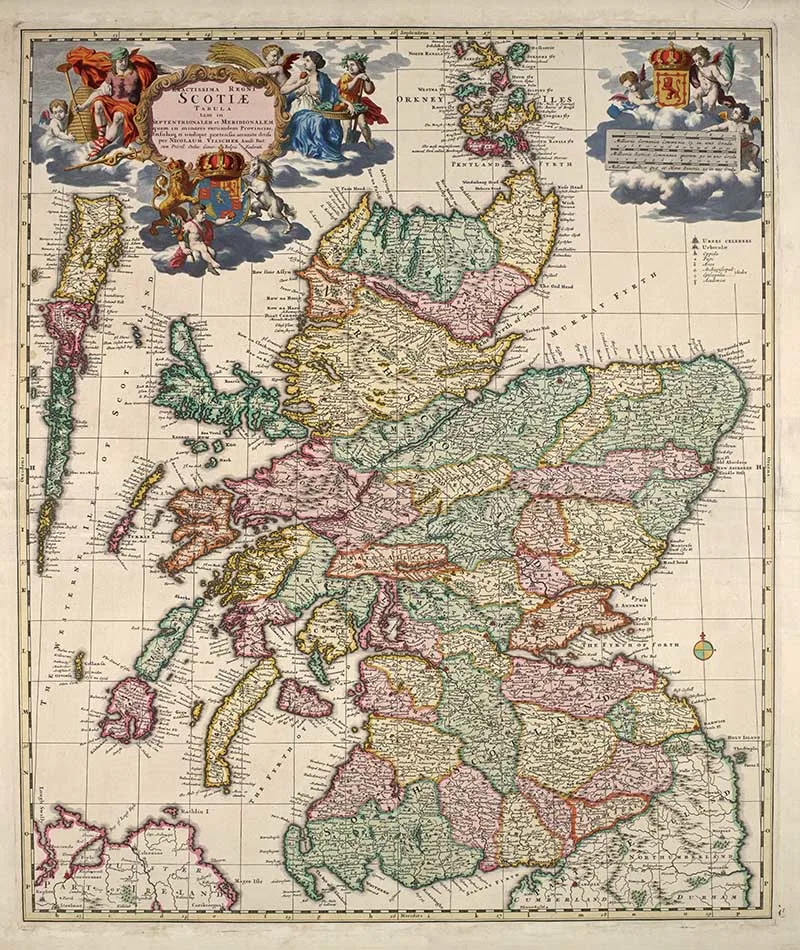 Vintage map of Scotland