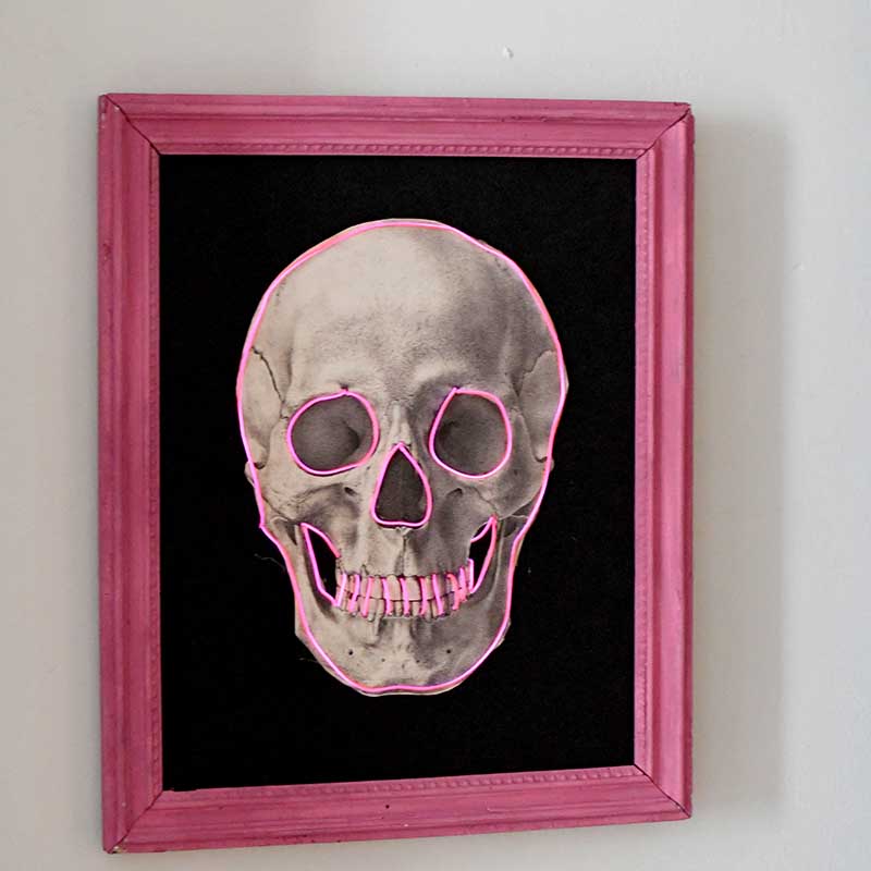 Pink neon DIY skull decor