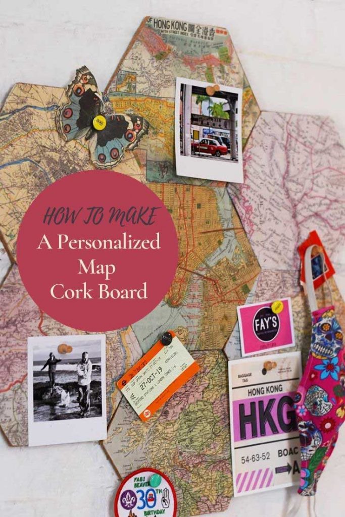 personalized DIY map cork board