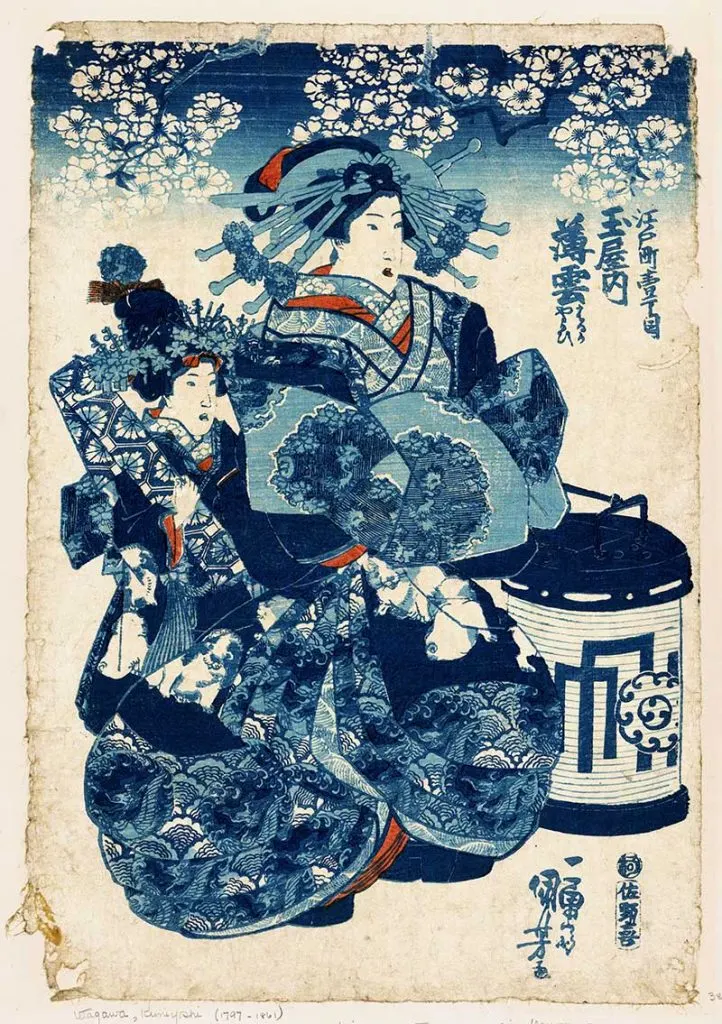 Blue Japanese woodcut print