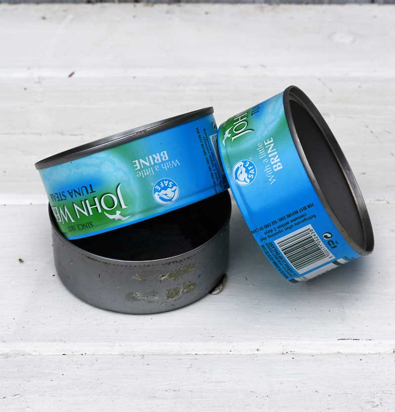 empty tuna cans to upcycle