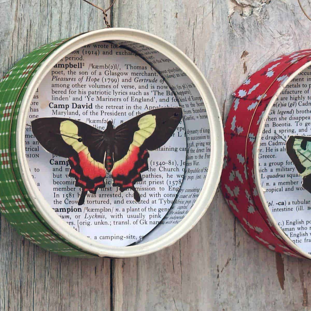 butterfly tin can ornaments feature
