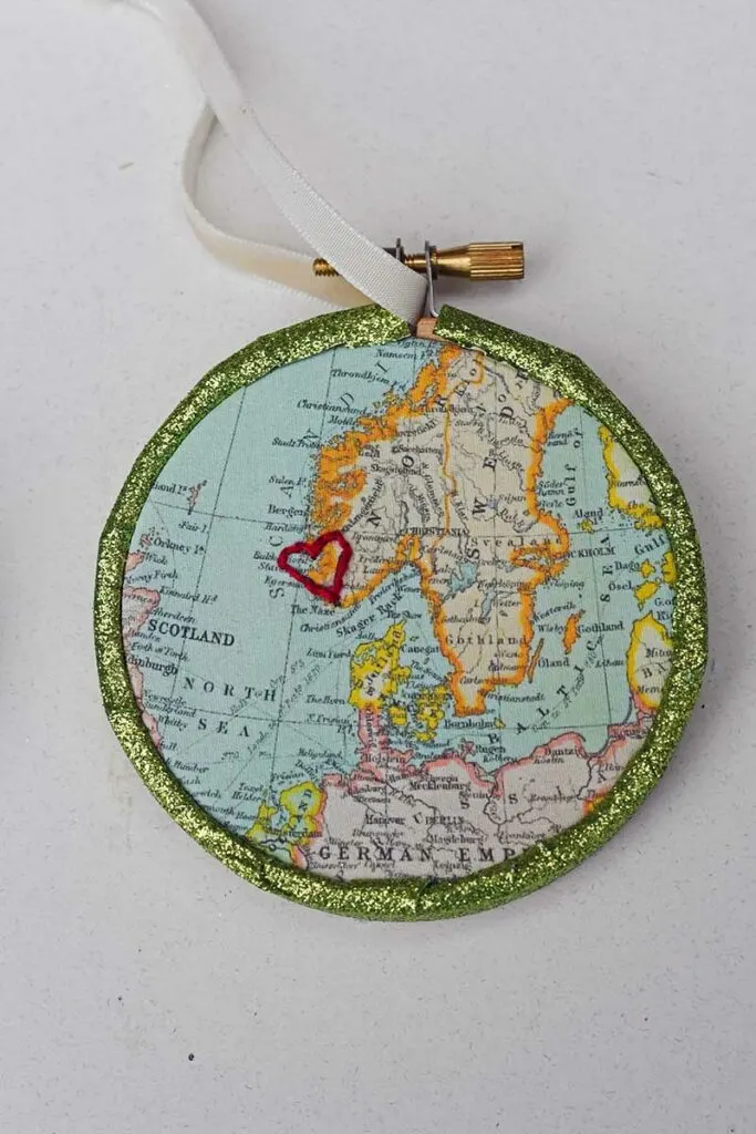 embroidered map ornament