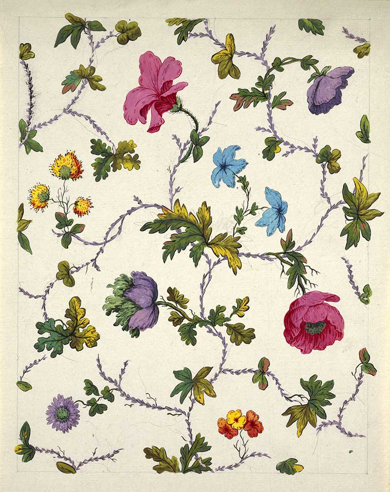 vintage poppies flora pattern