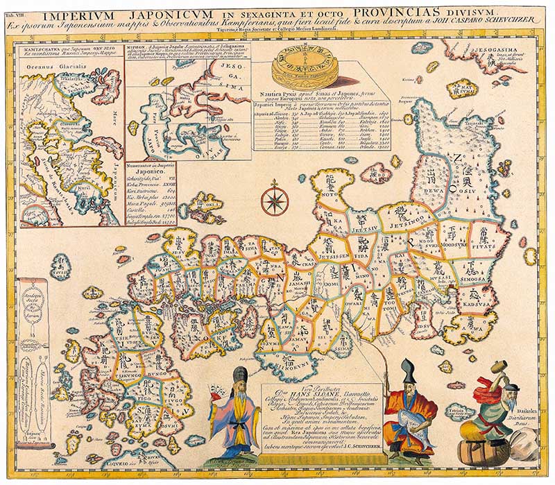 Antique Maps of the World Map of Japan Engelbert Kaempfer c 1727