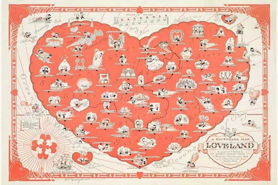 vintage maps of love and marriage