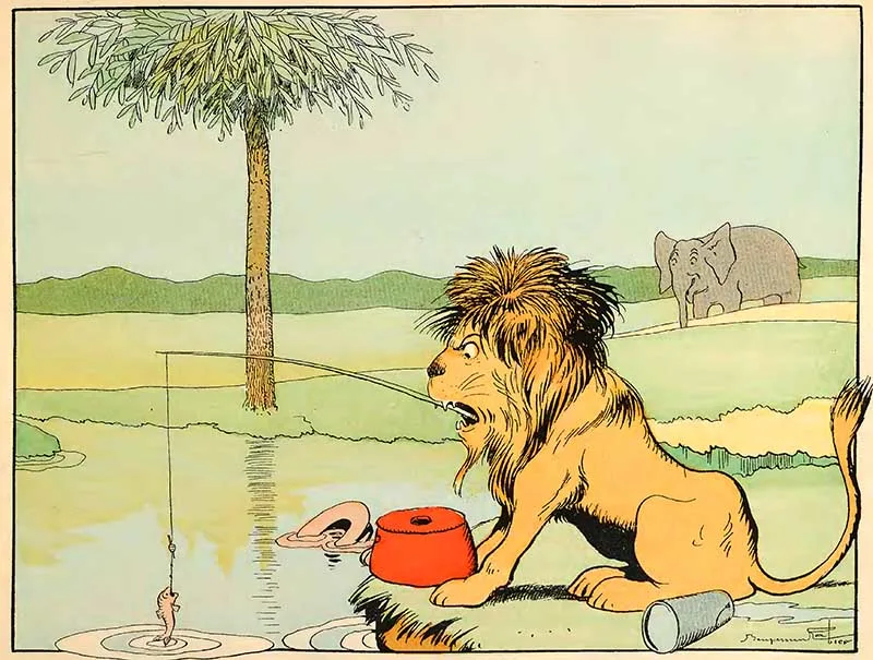 lion who swallowed a fisherman