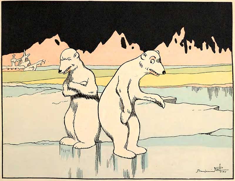 Benjamin Rabier Illustration of two polar bears