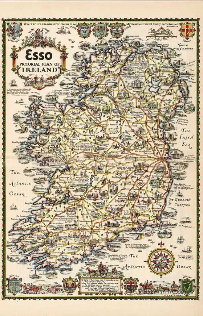 1933 Esso Pictorial Plan of Ireland