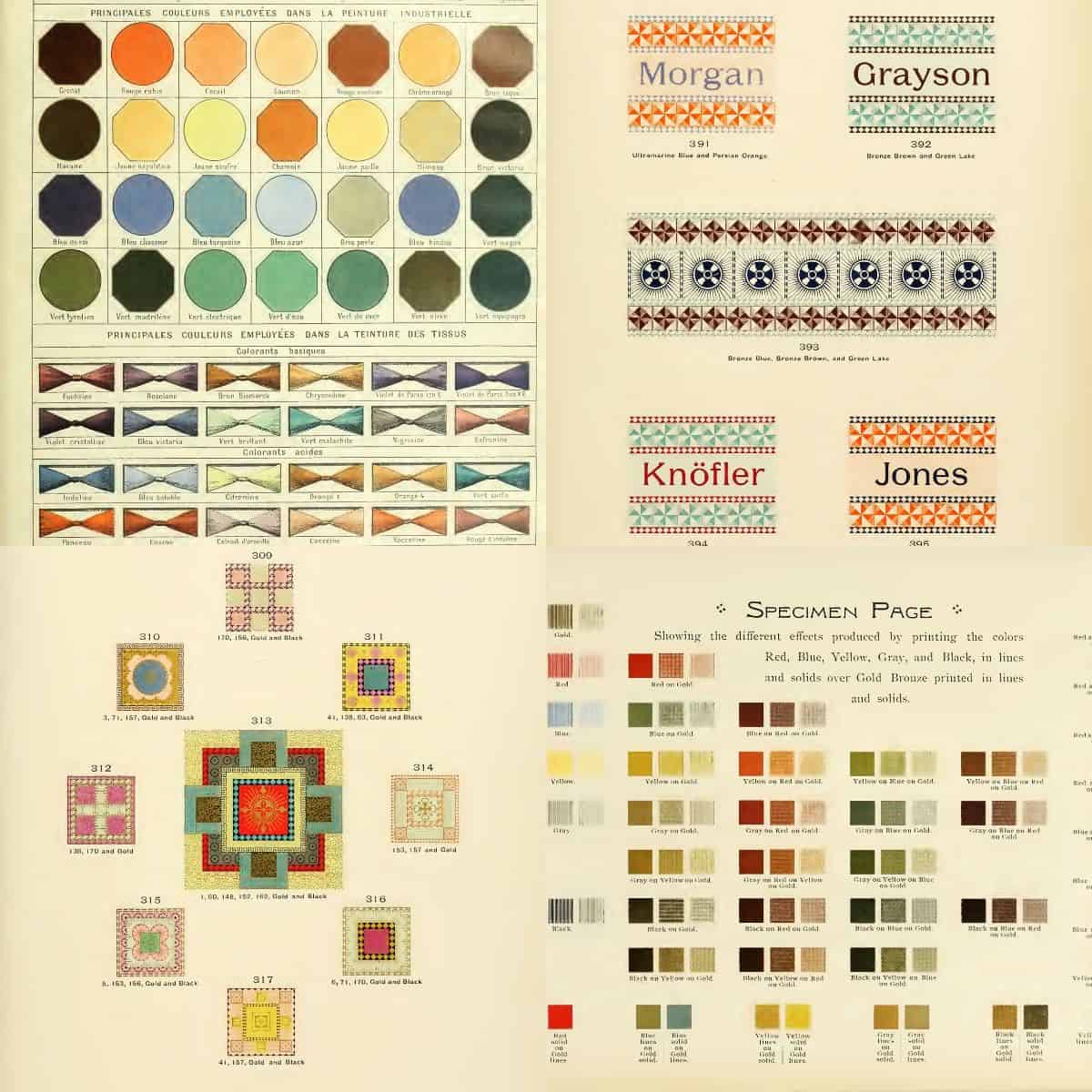 vintage pattern and colour charts pin