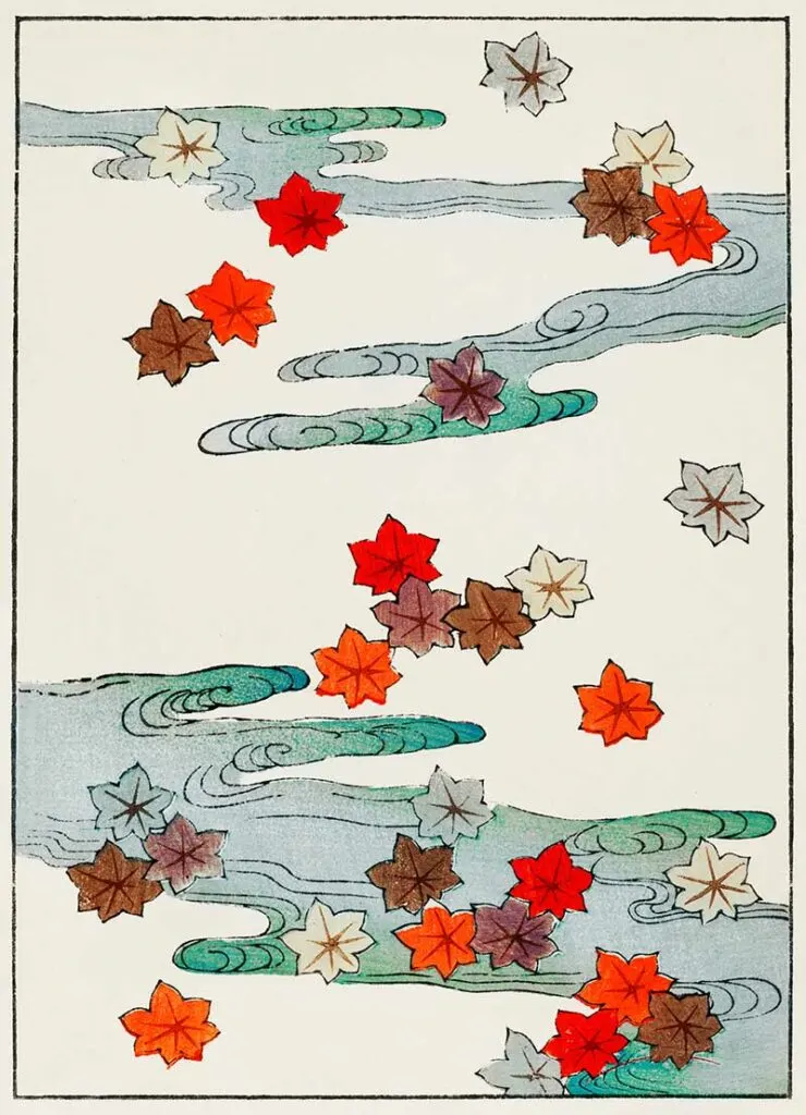 Autumn and water illustration from Bijutsu Sekai (1893-1896) by Watanabe Seitei,
