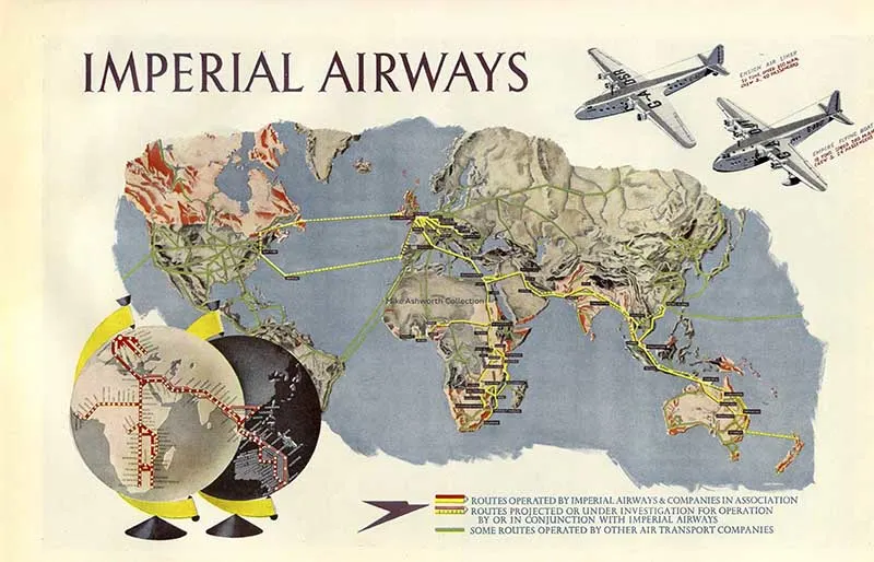 Imperial Airways Route Map Poster