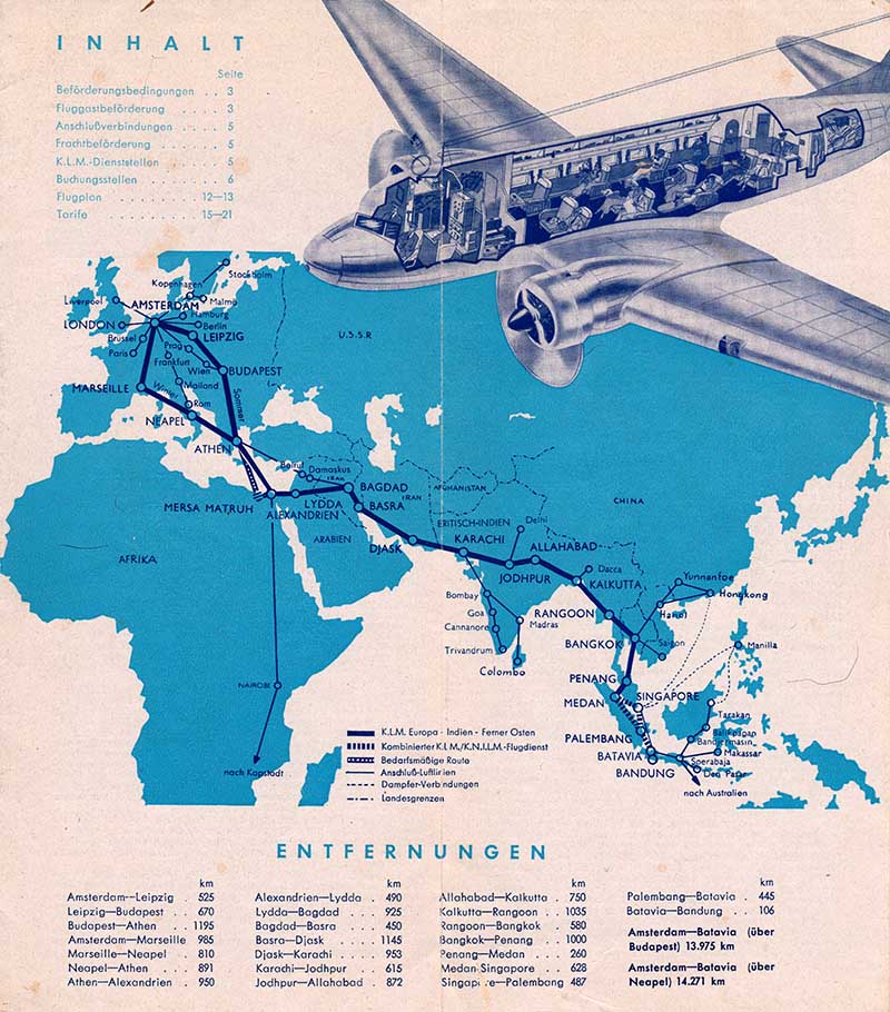 Vintage Airline Route Map KLM