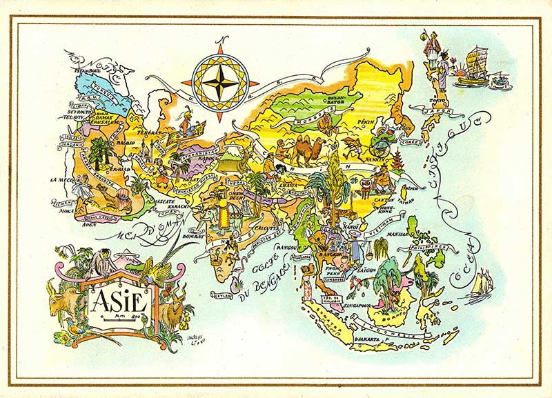 Map of Asia on Pan Am Menu