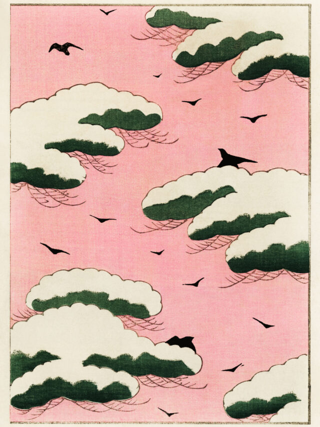 Pink sky illustration from Bijutsu Sekai (1893-1896) by Watanabe