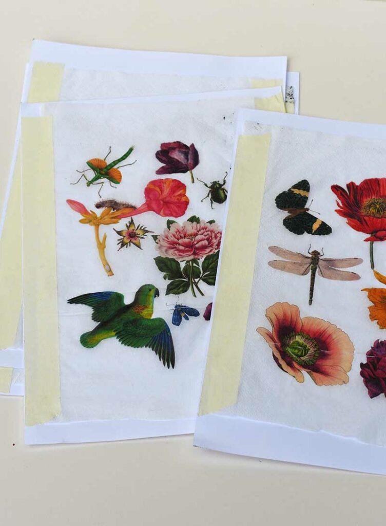 Printed paper napkins for decoupage