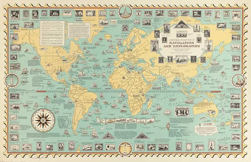 Ernest Dudley Chase Pictorial Stamp Navigation Map