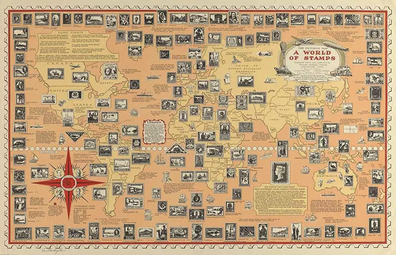 Pictorial Map of World of Stamps