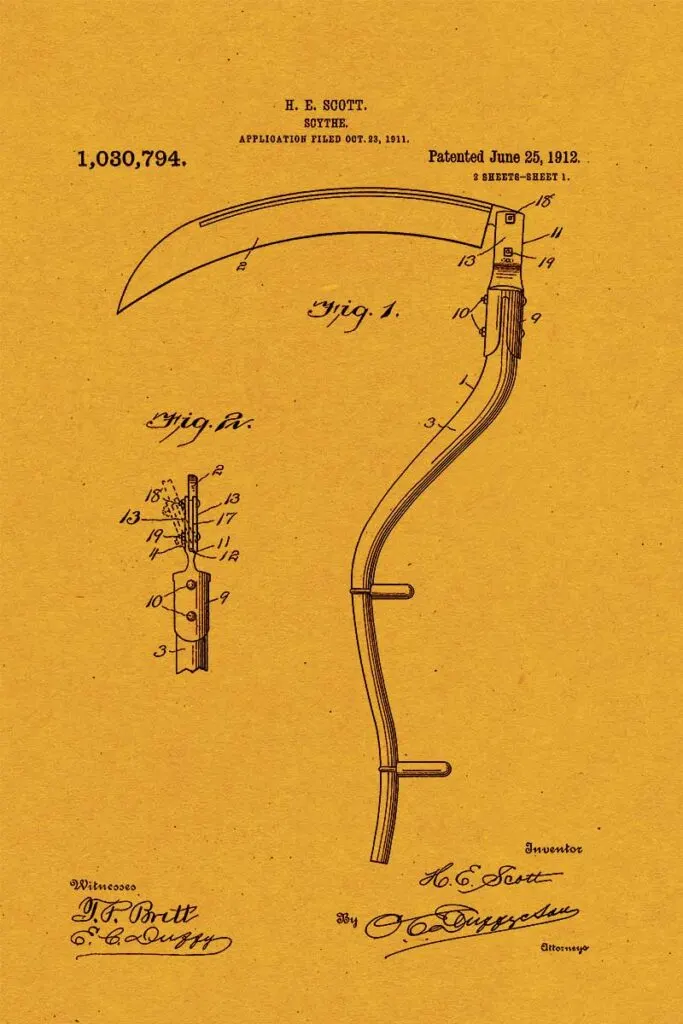 Vintage scythe print