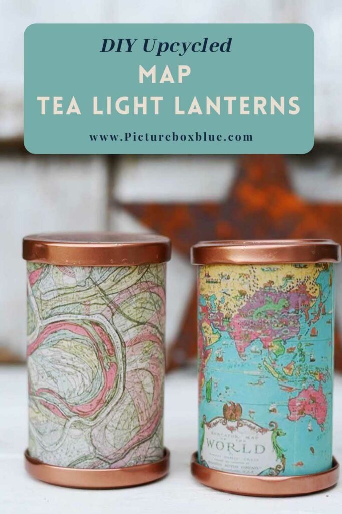 DIY map tea light lanterns