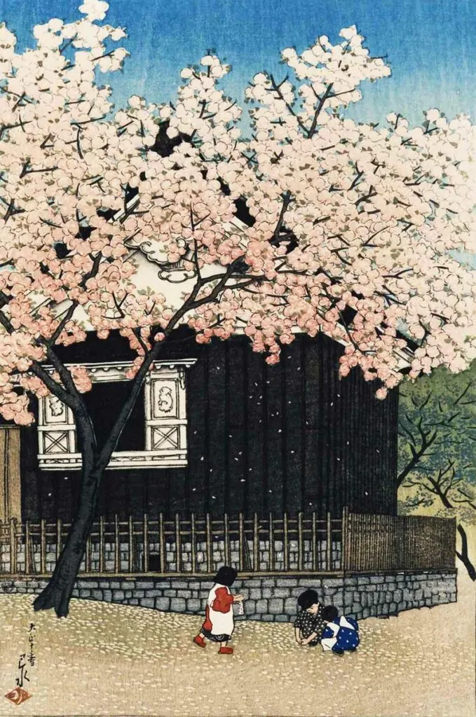 Atagoyama in Spring_by_Kawase_Hasui