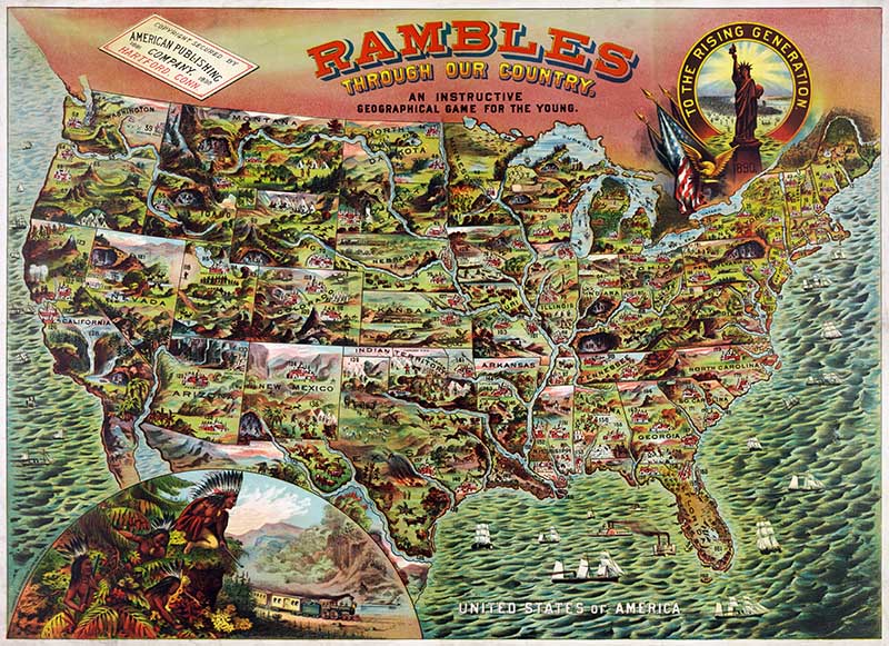 USA Map vintage game board