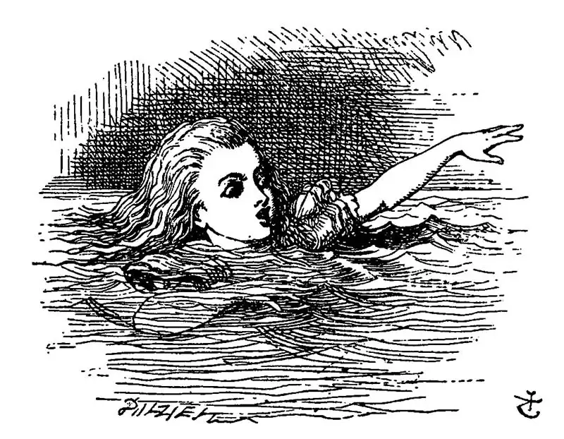 John Tenniel Alice swimming in pool of tears