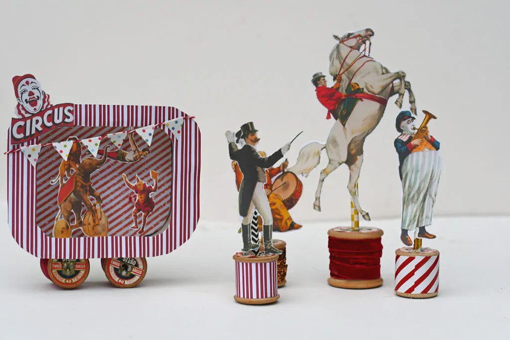 vintage circus diorama and ornaments