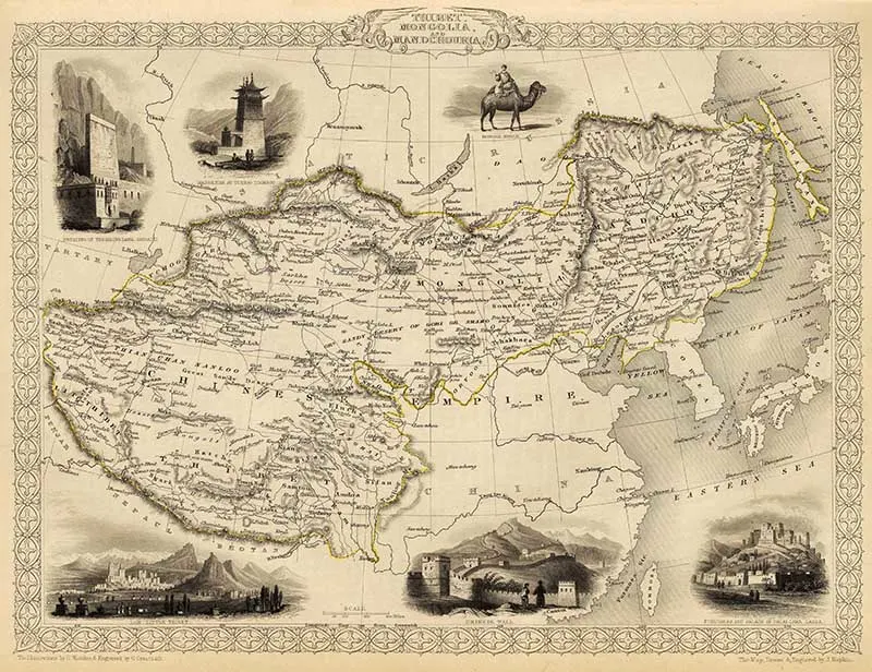 Old Map of Tibet Mongolia and Manchuria