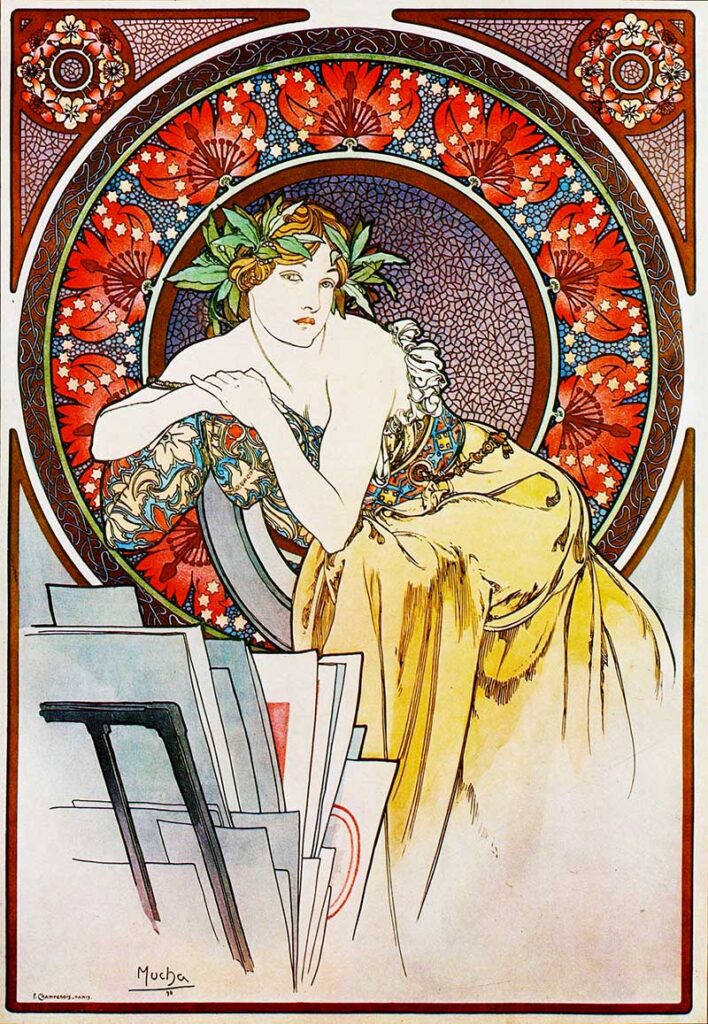 Mucha Woman with poppies