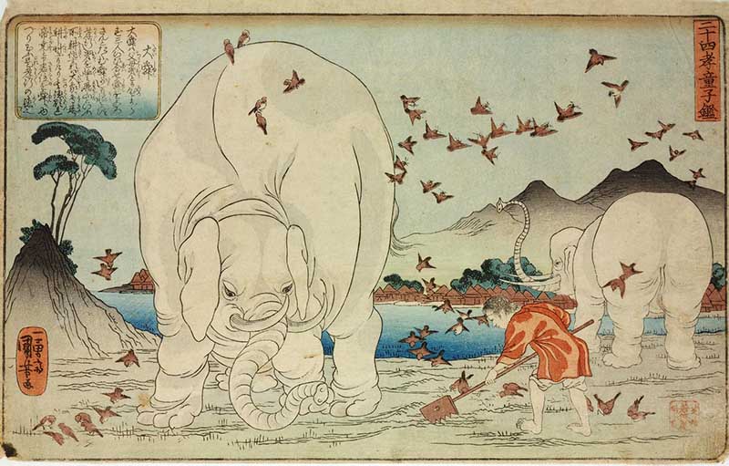 Utagawa Kuniyoshi Elephant woodcut print