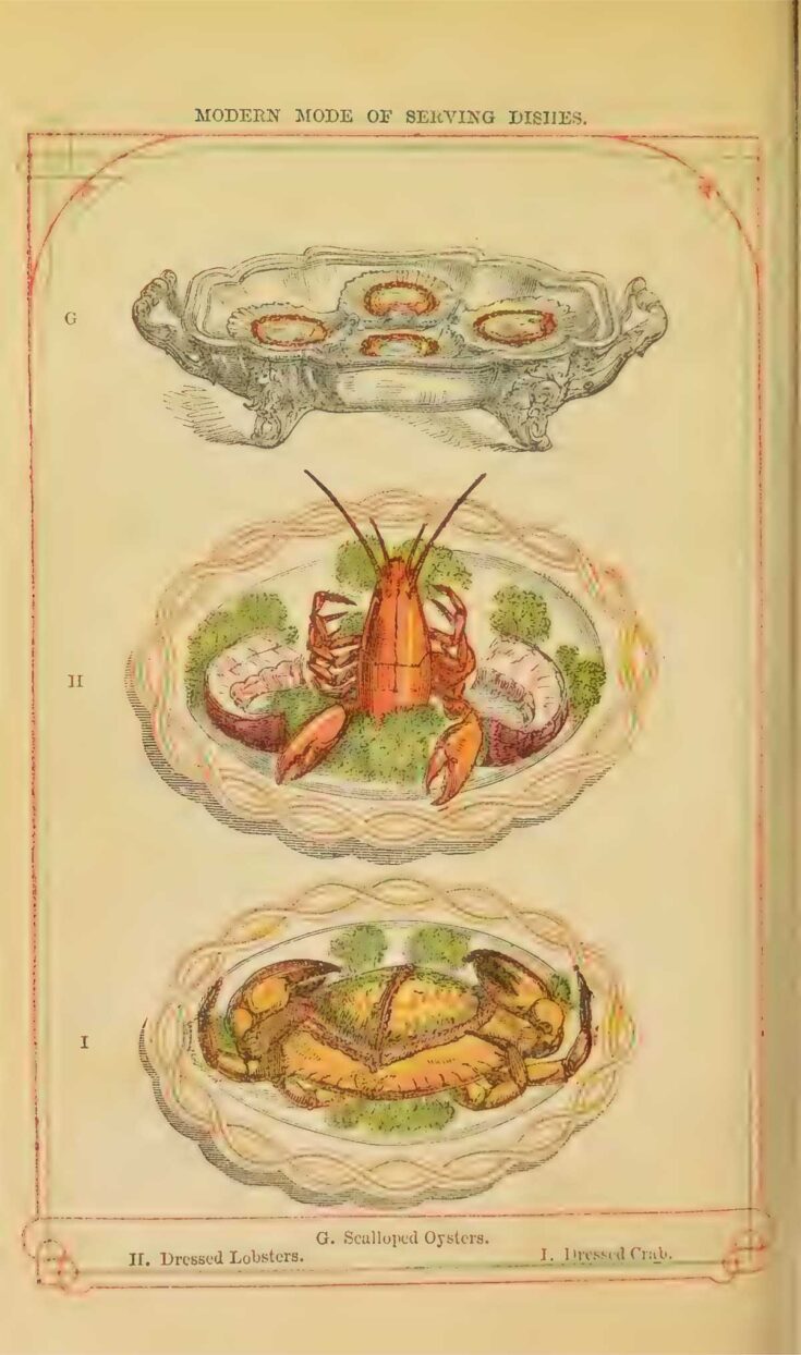 Oysters, lobster and dressed crab Mrs Beeton