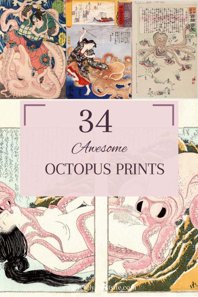 Japanese octopus art pins